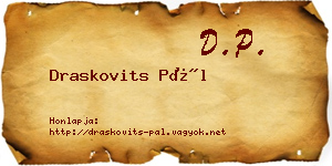 Draskovits Pál névjegykártya